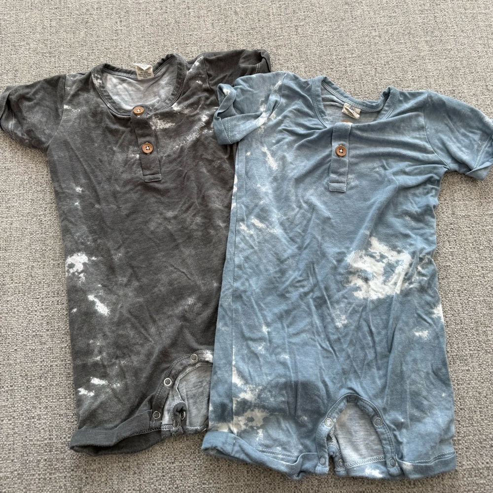 Set of 2 Tie Dye Short Rompers by Larkspur Baby